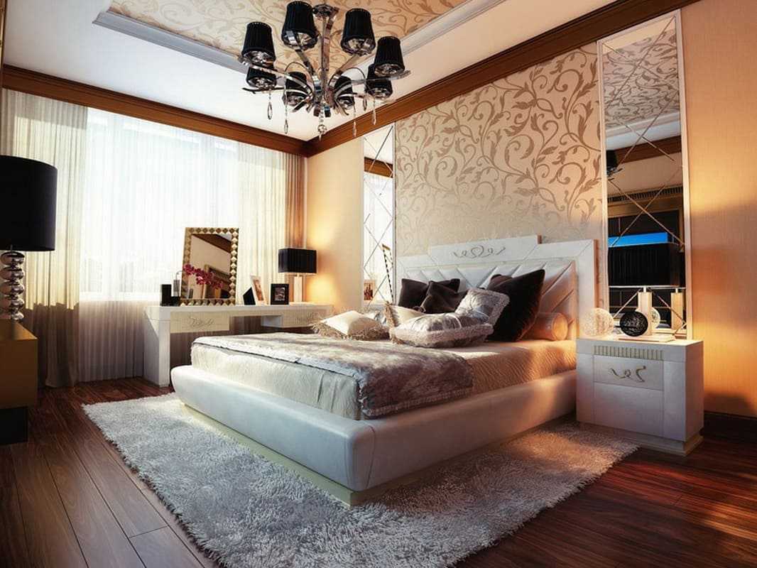Варианты отделки стен в спальне: как задекорировать красиво одну стену, что повесить на потолок и чем украсить потолок над кроватью