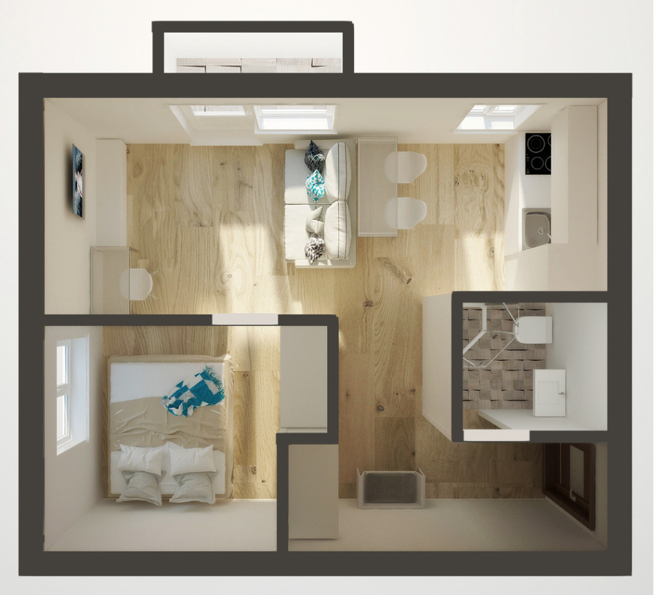 Дизайн однокомнатной квартиры (105 фото). современный дизайн однокомнатной квартиры с перепланировкой ремонт в студии 38 квадратных метра