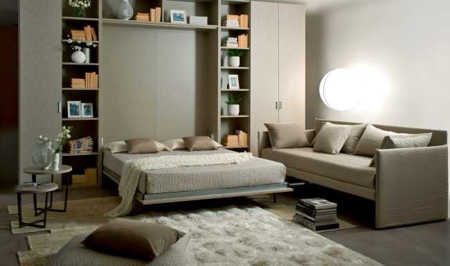 Откидная кровать, встроенная в шкаф: 90+ вариантов кардинального преображения маленькой квартиры