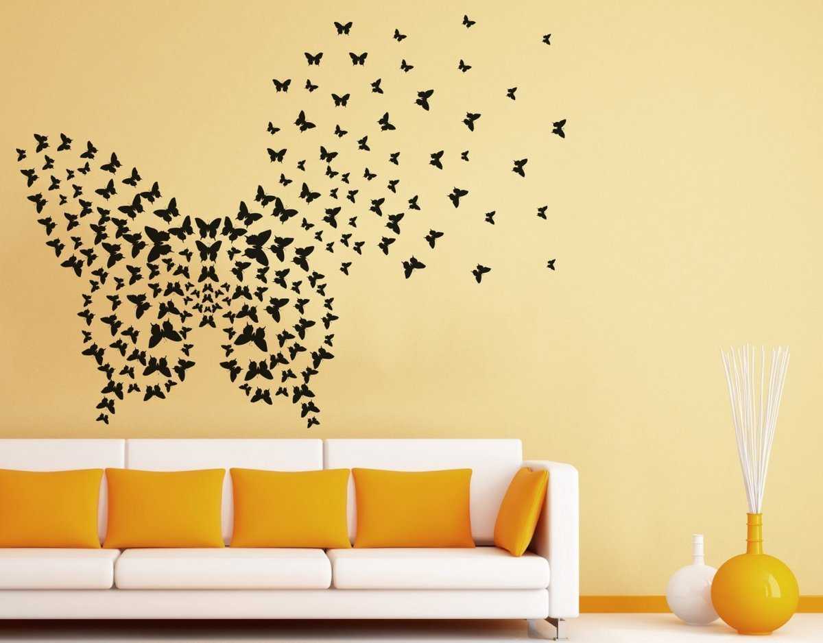 Декорирование стен бабочками