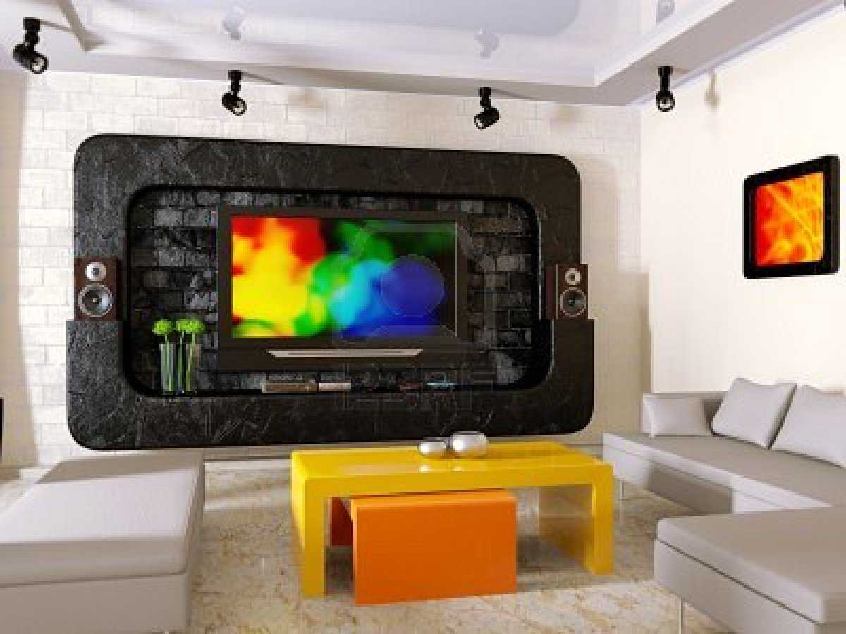 Телевизор в интерьере гостиной - 71 фото вариантов расположения и сочетаний с элементами декора