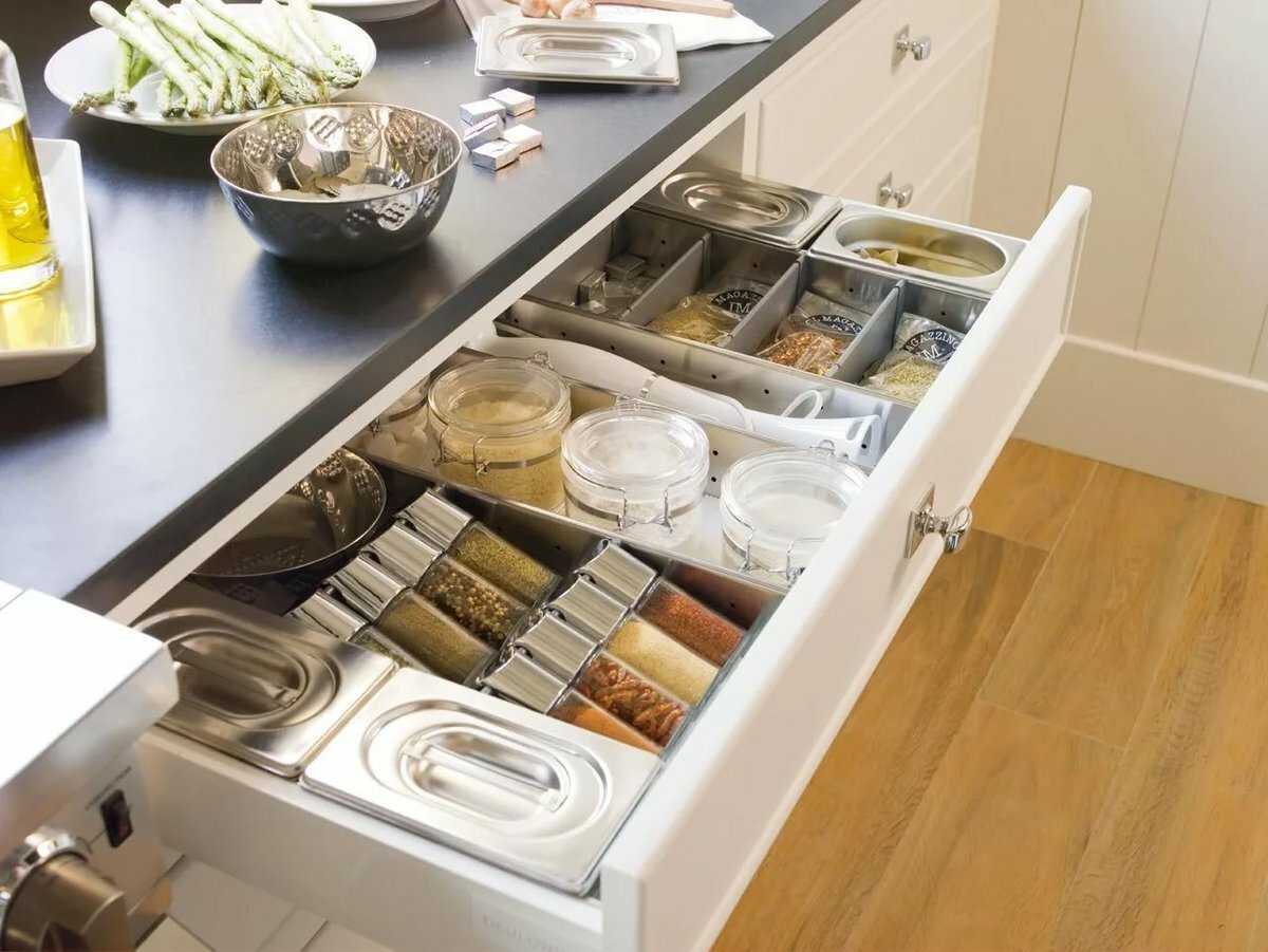 Организация и хранение на кухне: 100 фото идей в интерьере