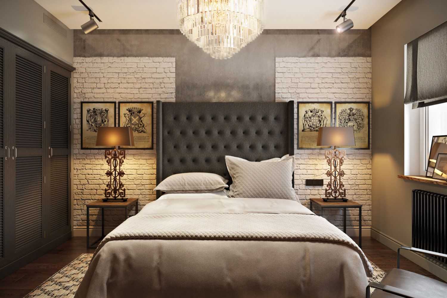 Кирпичная стена в спальне (36 фото): дизайн интерьера с белой кирпичной стеной