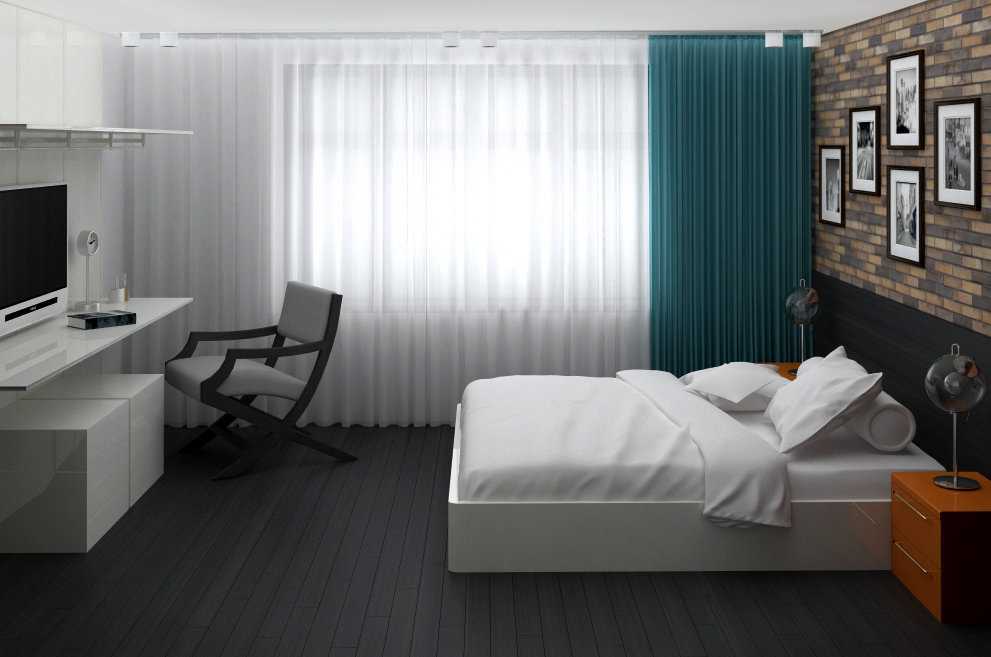Дизайн комнаты для молодого человека в современном стиле: мужская спальня для парня, юноши 18-20 лет со шторами
 - 29 фото