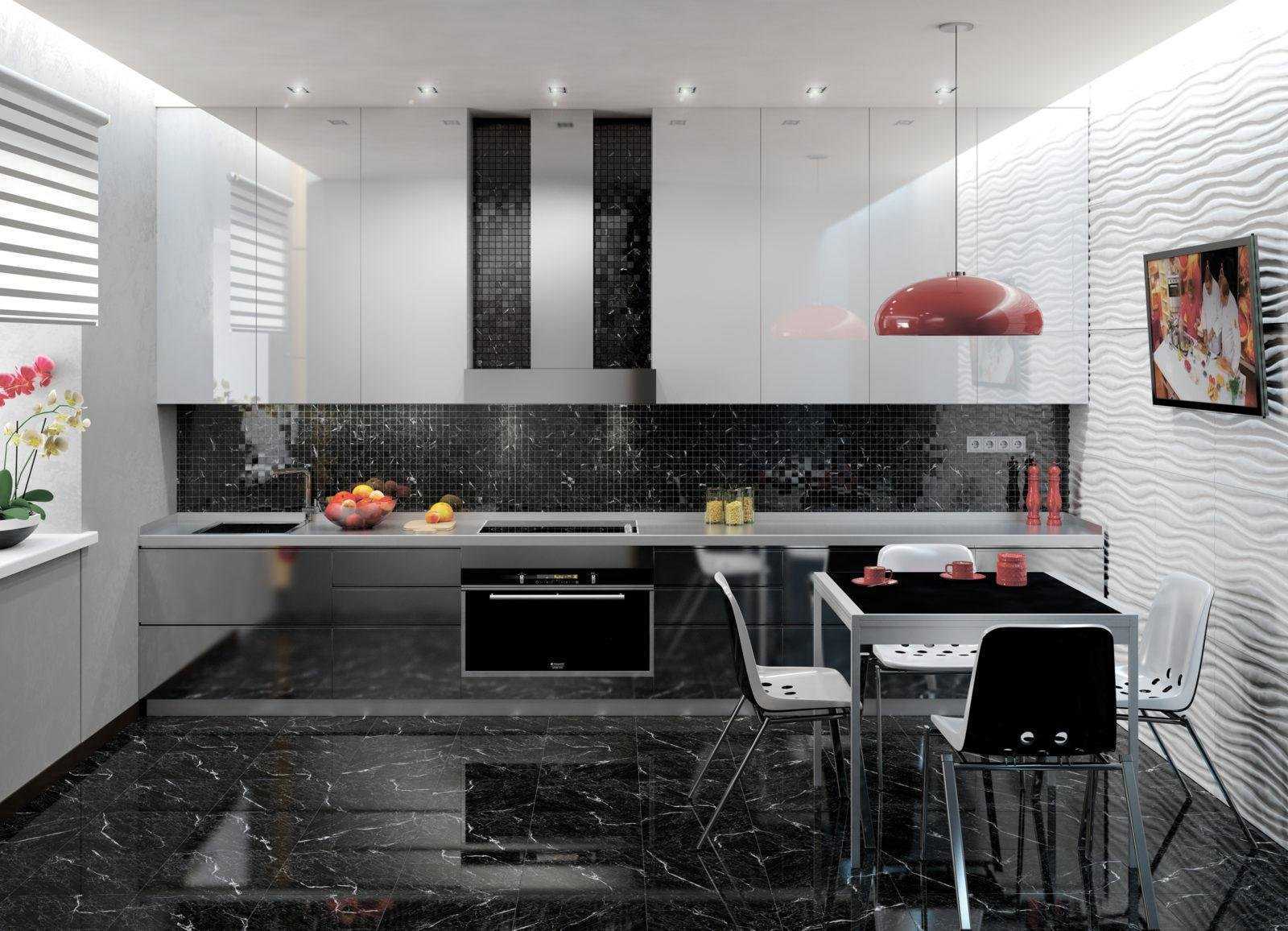 Дизайн интерьера и гарнитур комбинированной двухцветной кухни: светлый верх, темный низ