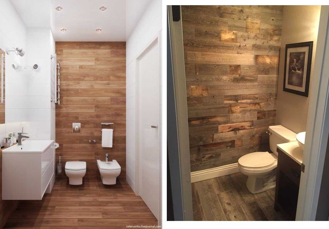 Дизайн ванной комнаты под дерево: 20 фото
