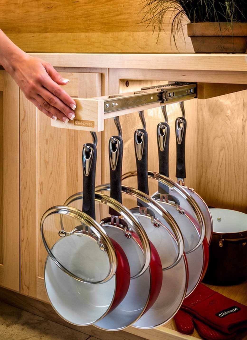 👆 хранение кастрюль и сковородок на кухне: идеи и лайфхаки